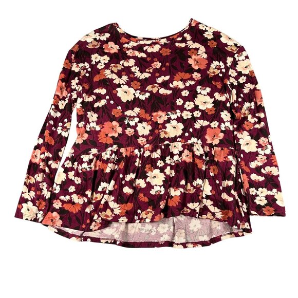 LOFT Outlet Sweaters - LOFT Outlet Womens MP Floral‎ Peplum Long Sleeve Pullover Super Soft Sweater